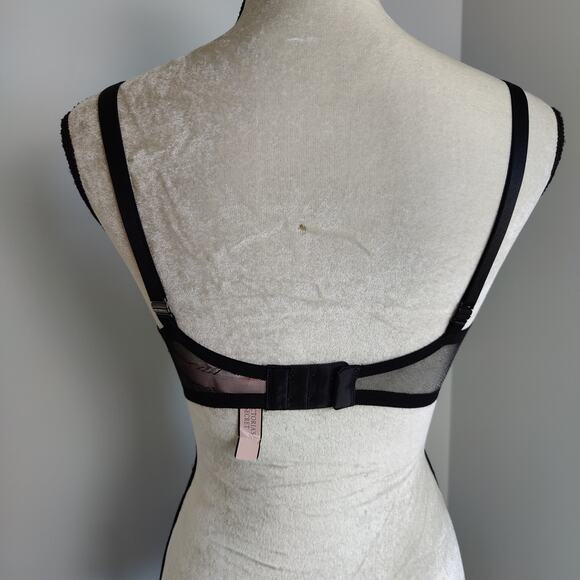 NWT Victoria's Secret Sz 34DDD Black Lace Push Up Bra - Picture 3 of 7